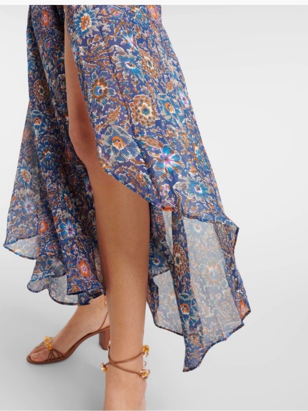 NWT Veronica Beard Dovima 100% Silk Floral Ruched Midi Dress Blue White Sz 4 - Picture 7 of 14